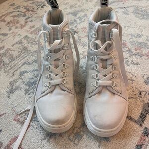 Dr Martens White canvas.  Super cute and stylish